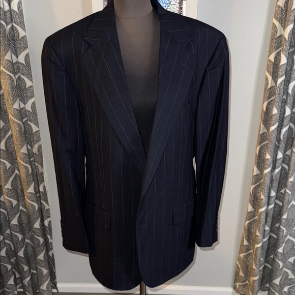 Polo University Club by Ralph Lauren Navy Pin Striped Wool Blazer - Picture 1 of 8